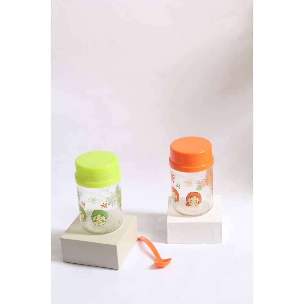 Giá Sỉ tại xưởng Bộ 2 hủ hũ thủy tinh đựng gia vị kích thước lớn tặng kèm muỗng cao cấp xanh cam