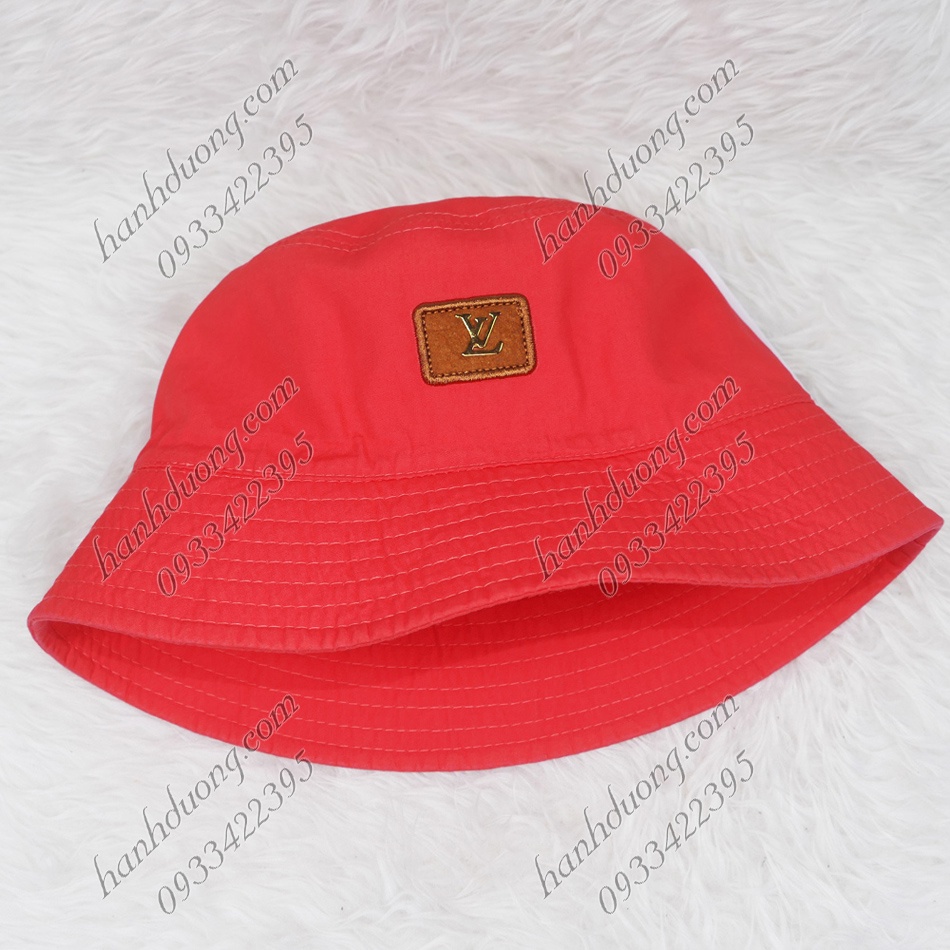 Mũ bucket vành cụp nón tai bèo vành tròn đội được 2 mặt thêu mặt da LV vải cotton cao cấp phù hợp cho nữ