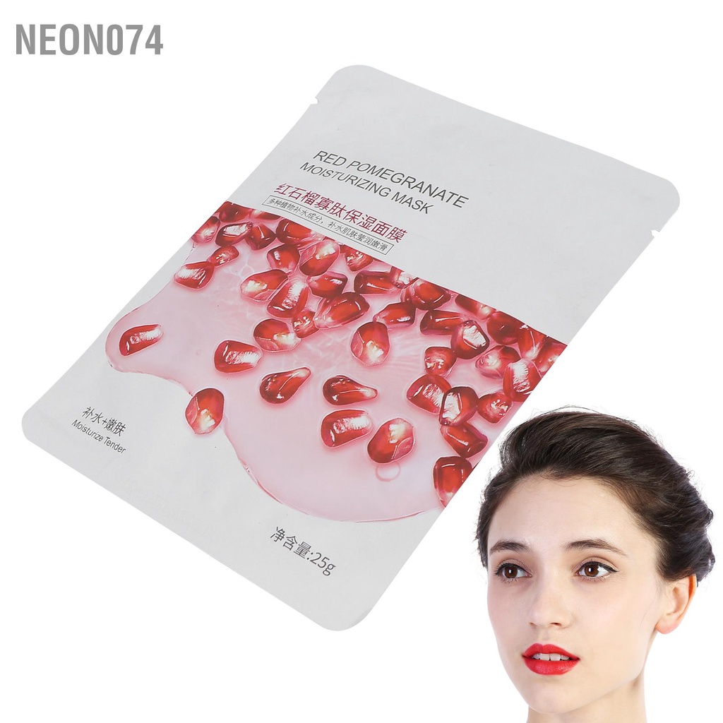 Neon074 25g Red Pomegranate Facial Mask Mild Moisturizing Hydrating Breathable Mặt nạ