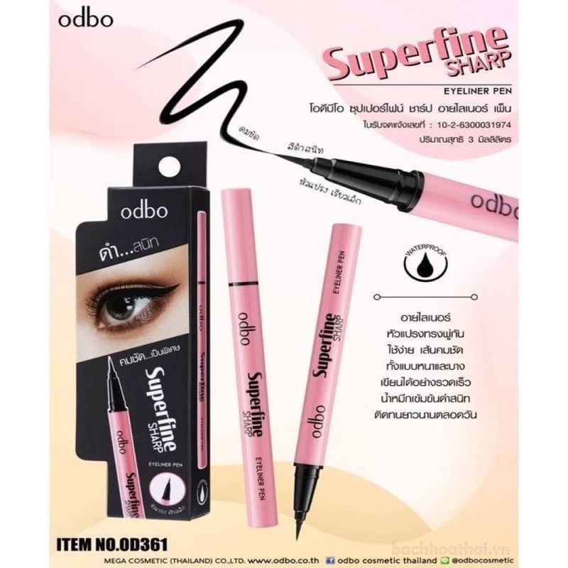 Bút kẻ mắt không thấm nước Odbo Superfine Sharp Eyeliner Thái Lan