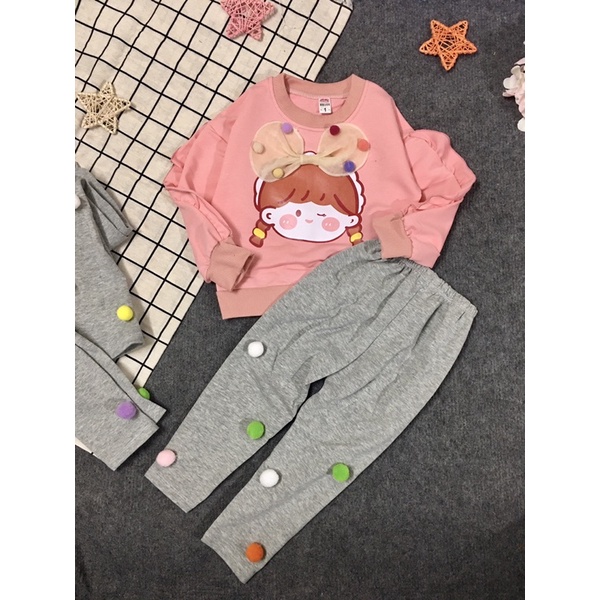 Bộ bé gái nơ xinh kute cho bé gái - BBGN