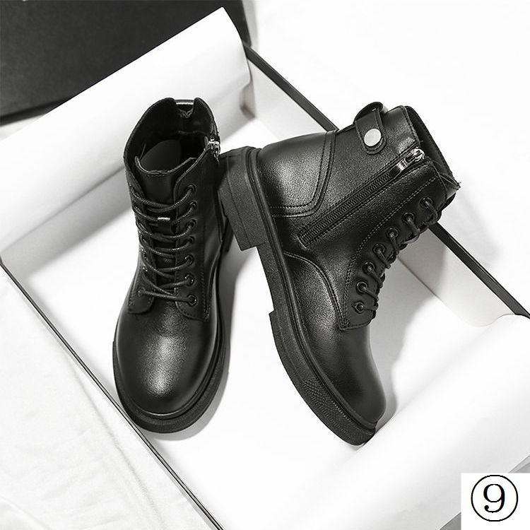 Giày Bốt Martin Lót Lông Cừu Dày Dặn Màu Đen Phong Cách Anh Quốc Thời Trang Thu Đông 2022 Cho Nữ