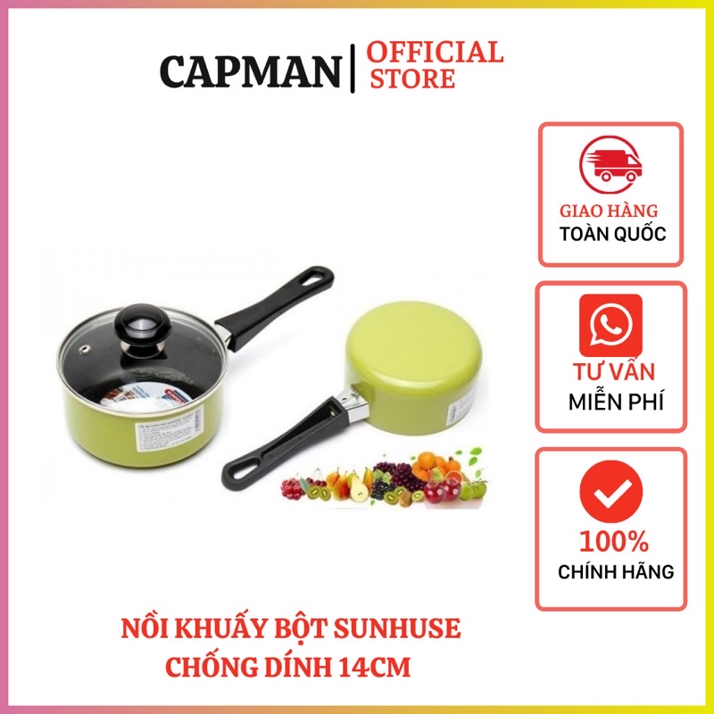 Nồi Nấu Bột, Nồi Khuấy Cháo SunHouse 14Cm Cho Bé Có Nắp Sử Dụng Bếp Ga Bếp Hồng Ngoại Và Bếp Than