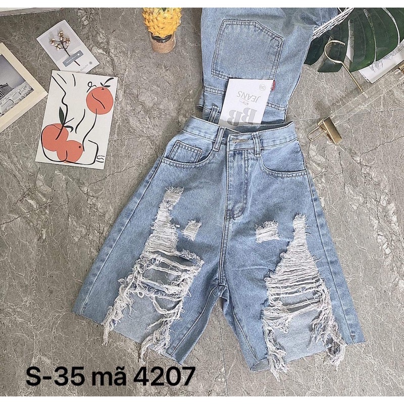 Big size Quần Ngố jean rách