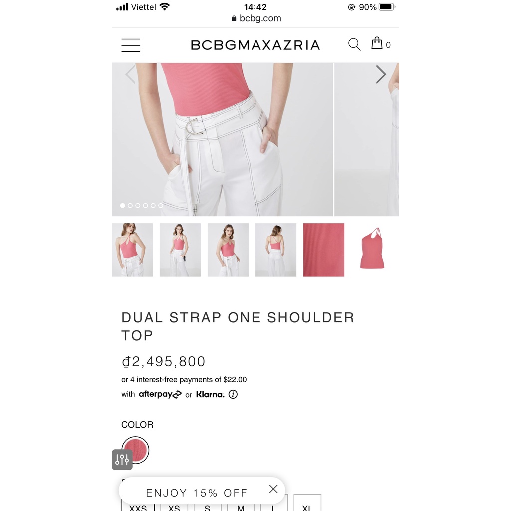 Áo dây BCBG thun gân dây lệch 2M