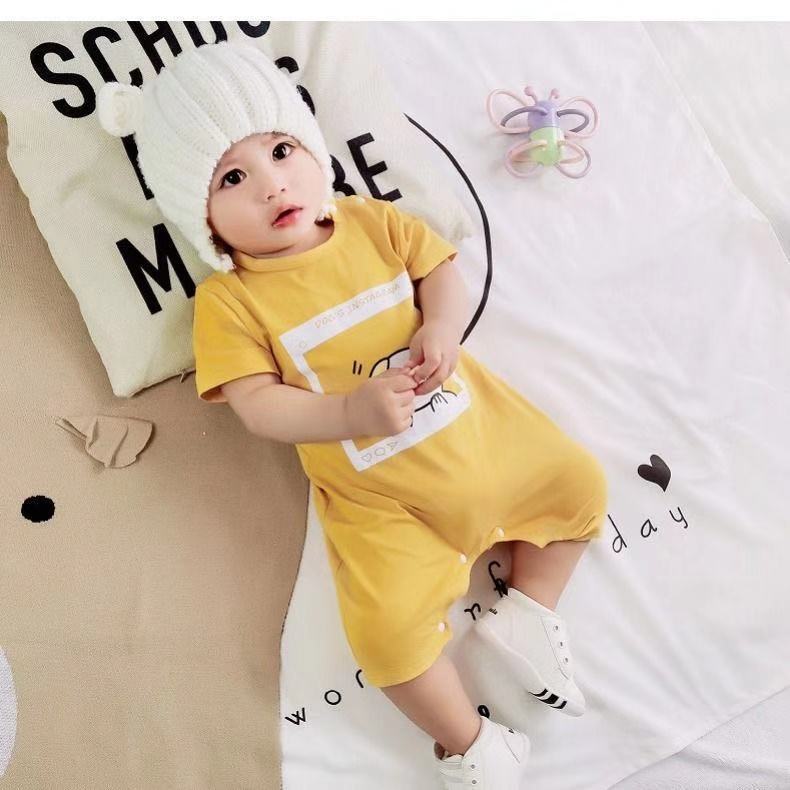 Áo liền quần cotton in họa tiết hoạt hình dễ thương cho bé trai và bé gái sơ sinh