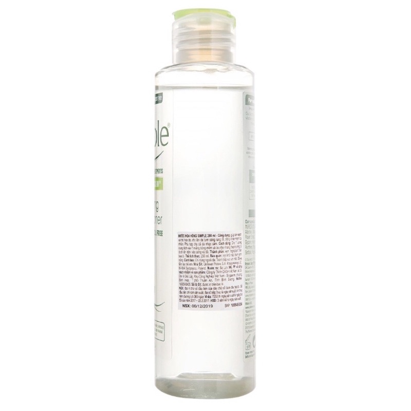 Nước Hoa Hồng Simple Dành Cho Da Nhạy Cảm Kind to Skin Soothing Facial Toner 200ml