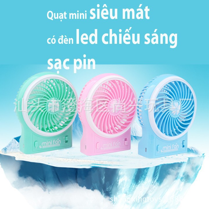  Quạt mini pin sạc kèm đèn pin (Xanh dương) botdaquang85  Jcam kết đẹp