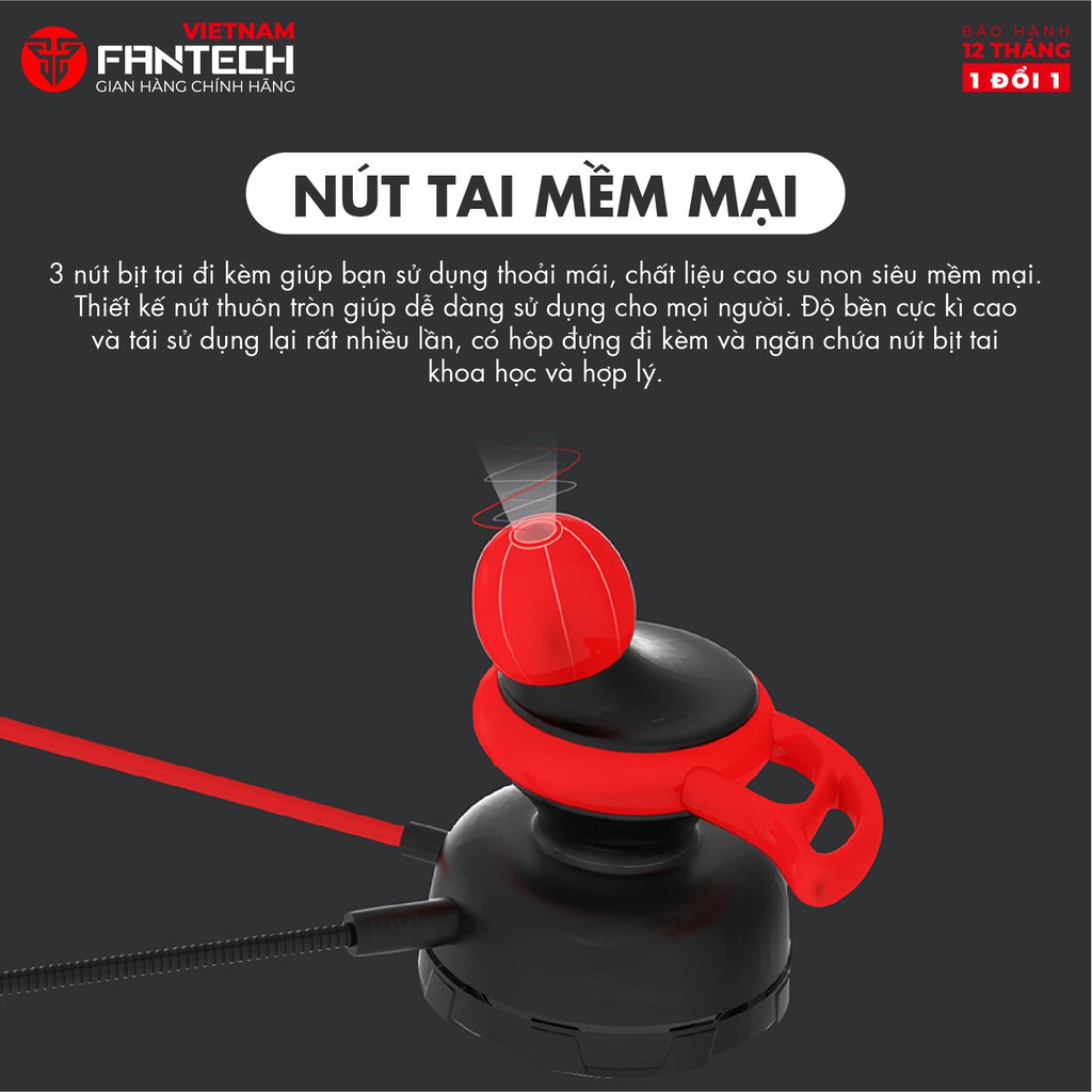 Tai Nghe Gaming Nhét Tai Có Dây FANTECH EG1 Jack 3.5mm Kèm Dây Chuyển Dùng Cho Điện Thoại Lẫn Máy Tính - Chính Hãng