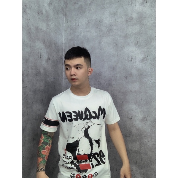 Áo Phông Nam MC Queen in hoạ tiết, chất thun cotton 4 chiều dày dặn