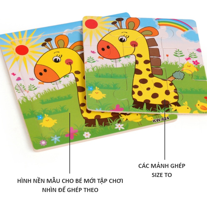 Đồ chơi xếp hình ghép tranh cho bé 9 mảnh size to 15x15cm Hơn 20 chủ đề ngộ nghĩnh Bapkids