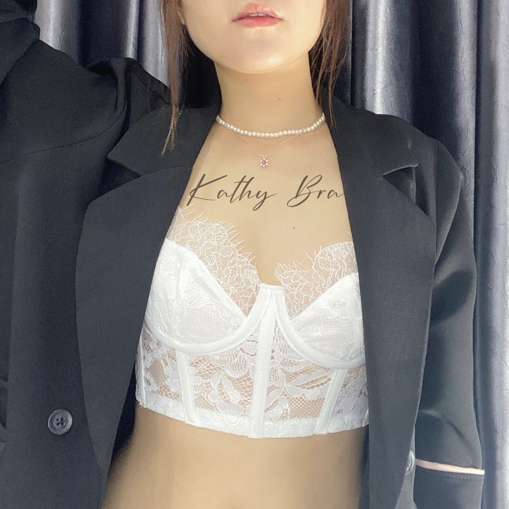 H11 [ẢNH THẬT] Áo Bra Ren Bralette Định Hình Áo Lót Nữ Dáng Croptop 2 Dây Kiểu Corset Vintage Basic Dự Tiệc Dạo Phố Xinh
