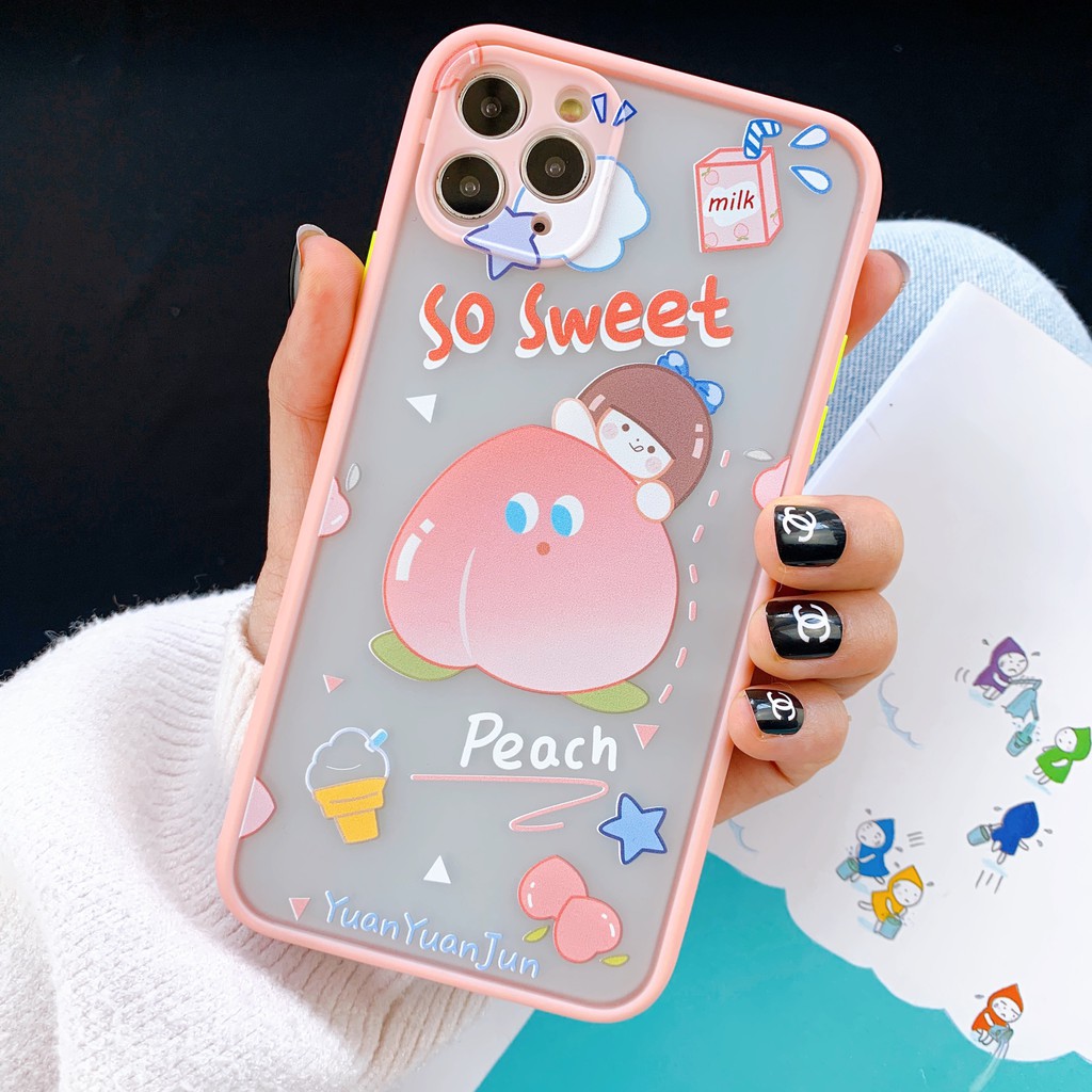 [ IPHONE ] Ốp Lưng Nhám Chống Sock, Va Đập Bảo Vệ Camera Peach x Avocado - G093