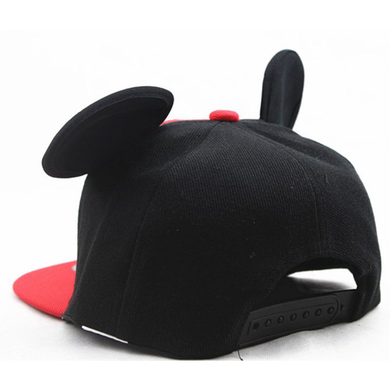 Mũ Snapback phối lưới họa tiết Mickey hoạt hình có tai dễ thương phong cách Hip-Hop cho bé trai và bé gái 3-8 tuổi