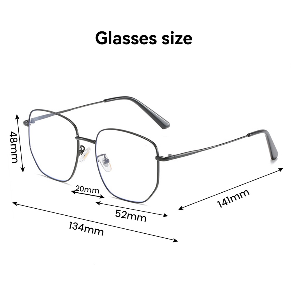 Mắt Kính Cận Thị Quang Học 50-400 Bằng Polygonal Vành Kim Loại Mỏng Đa Năng Thời Trang Cho Nam Và Nữ