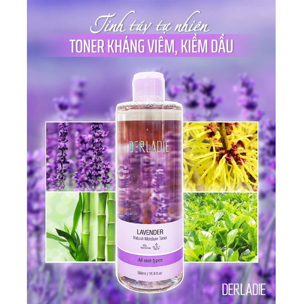 NƯỚC HOA HỒNG Chiết Xuất Cây Phỉ Dưỡng ẩm - Kiềm Dầu - Se khít Lỗ Chân Lông Derladie Natural Witch Hazel Toner 500ml