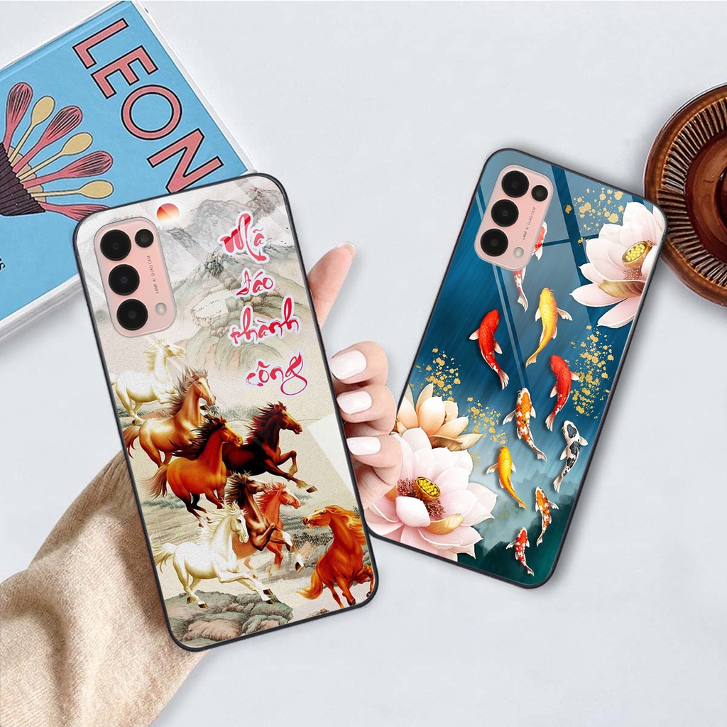 Ốp lưng KÍNH Oppo RENO 5 in hình 3D TÀI LỘC-TÂM AN -MÃ ĐÁO