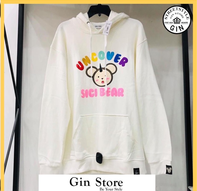 Áo hoodie Uncover SiCi Gấu Full Tag Trắng Đen