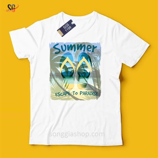Áo thun nam nữ hội nhóm mẫu Summer độc đáo thun cotton mềm mịn màu trắng SGS1199 | SG