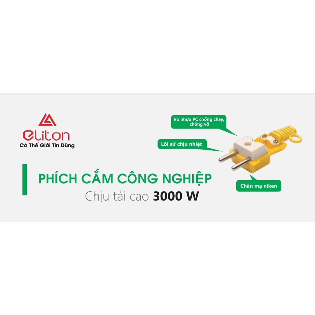 PHÍCH CẮM SIÊU CHỊU TẢI 15A-250V CS3000W ELITON