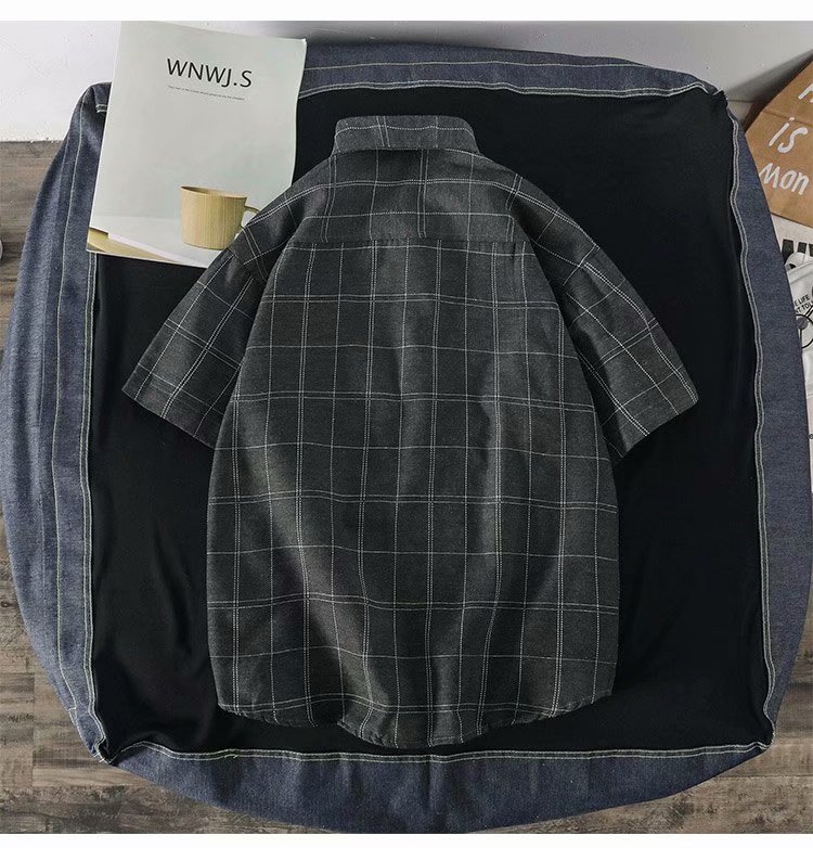 Áo Sơ Mi Tay Ngắn Dáng Rộng Họa Tiết Sọc Caro Thời Trang Mùa Hè Cho Nam