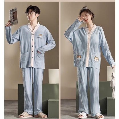 Pijama Bộ Đồ Ngủ Cặp Đôi Quần Áo Đôi Nam Nữ Dài Tay Mặc Ở Nhà Vải Cotton Mùa Xuân Thu Đông Đi Chơi BODODOI18