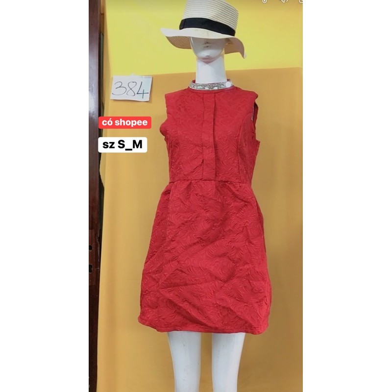 đầm đỏ gấm đi tiệc size S-M.S384
