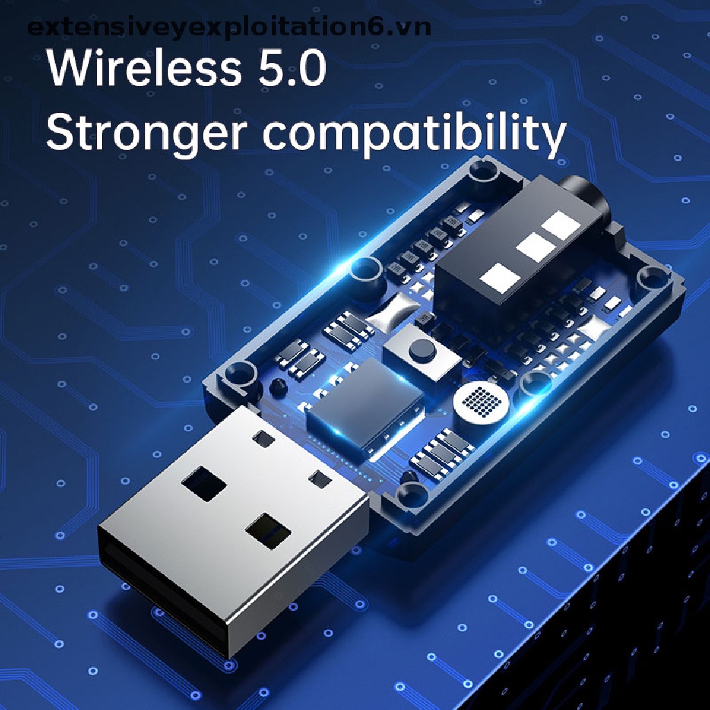 USB nhận tín hiệu bluetooth 5.0 mini có giắc cắm 3.5mm cho TV/ PC