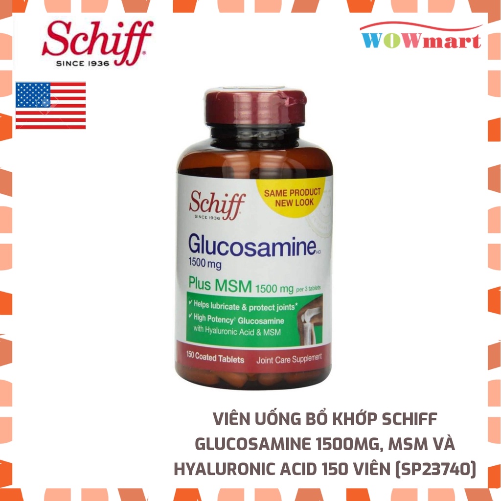 Viên uống bổ khớp Schiff Glucosamine 1500mg, MSM và Hyaluronic Acid 150 viên