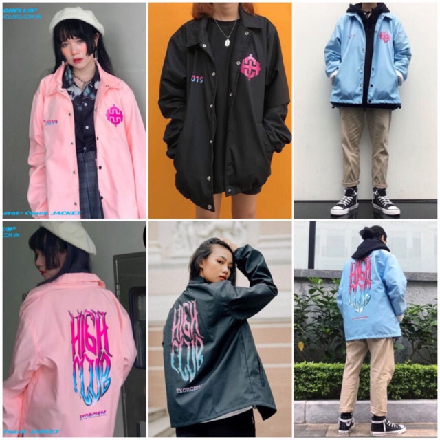 Áo khoác dù 2 lớp Highh Club Exorcism hồng đen xanh unisex | BigBuy360 - bigbuy360.vn