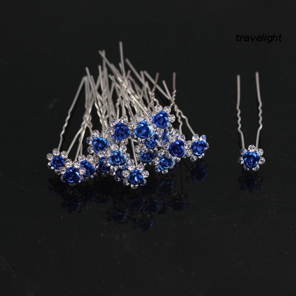 Set 10 Kẹp Tóc Mạ Bạc Hình Hoa Hồng Đính Đá Thời Trang Cho Nữ