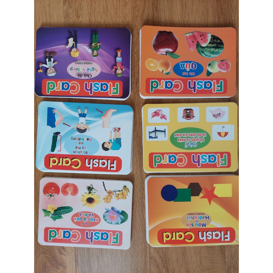Thẻ học thông minh kích thước lớn 12x16cm(1 chủ đề) tùy chọn -  Flashcard TGXQ Glenn doman chuẩn