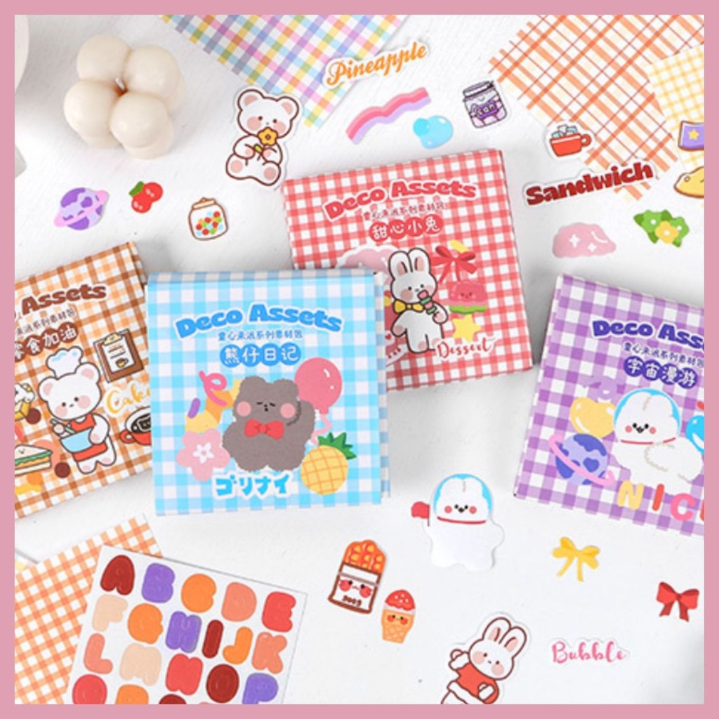 SET DECO STICKER KÈM GIẤY TRANG TRÍ 4 MẪU SIÊU XINH