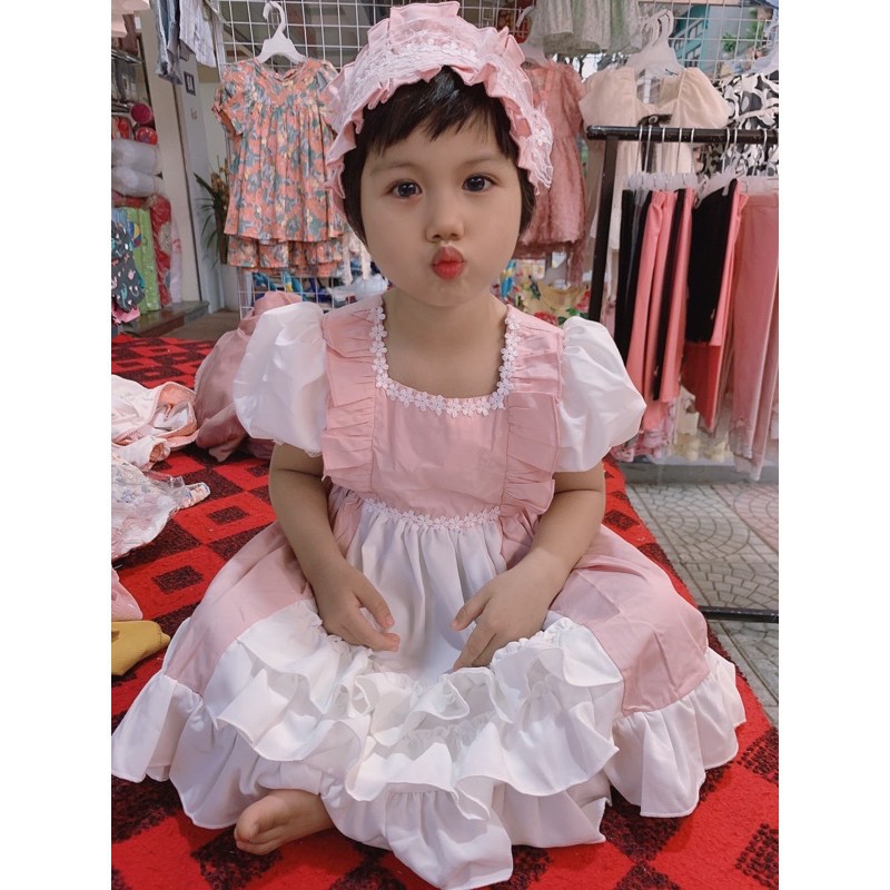 Váy bé gái sơ sinh 1 2 3 4 5 6 7 8 tuổi Babystore88, Đầm lolita công chúa bé gái hàng thiết kế V29