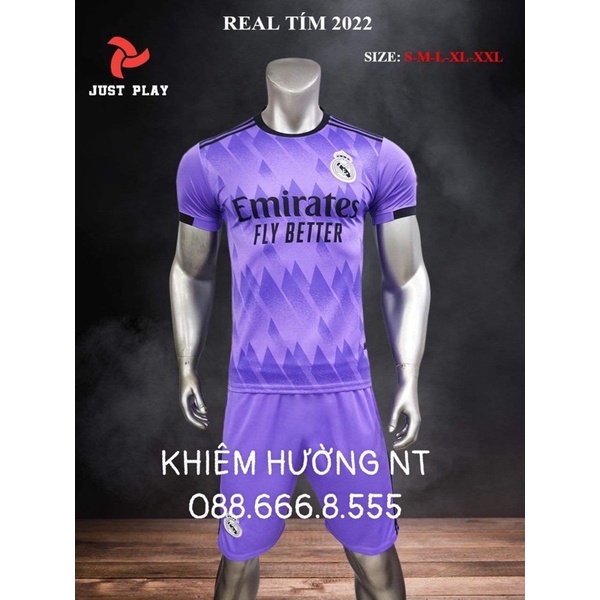 Áo Bóng Đá CLB Real Madrid Tím Sân Khách ,Sân Nhà Đủ Mẫu Mới Nhất 2022-2023