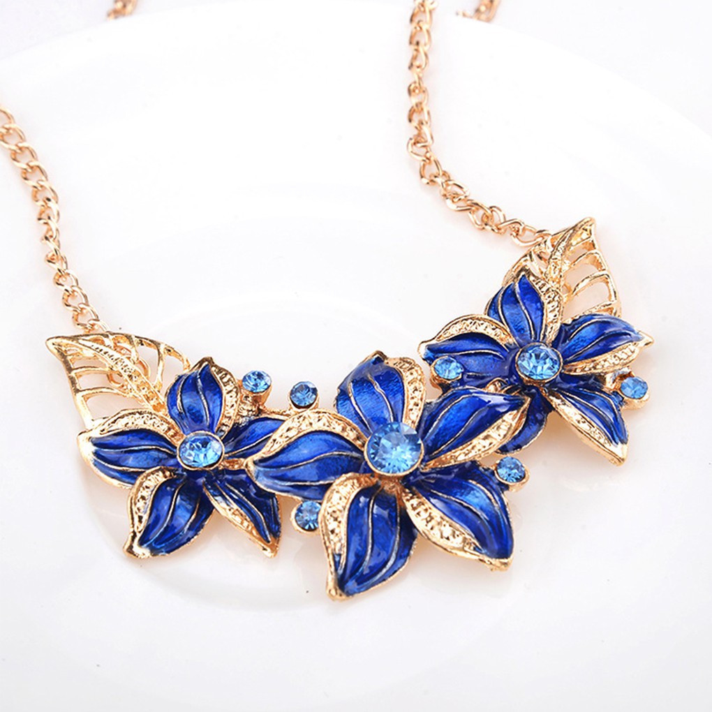 Flower Pendant Women Girls Necklace Set Jewelry Alloy Chains Earring Jewelry