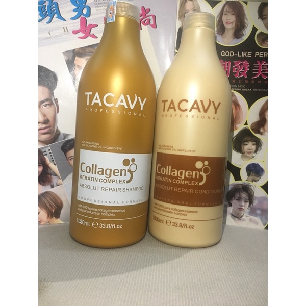 Dầu gội xả collagen tacavy chuyên dụng cho tóc hư tổn 1000ml phục hồi mềm mượt hương thơm