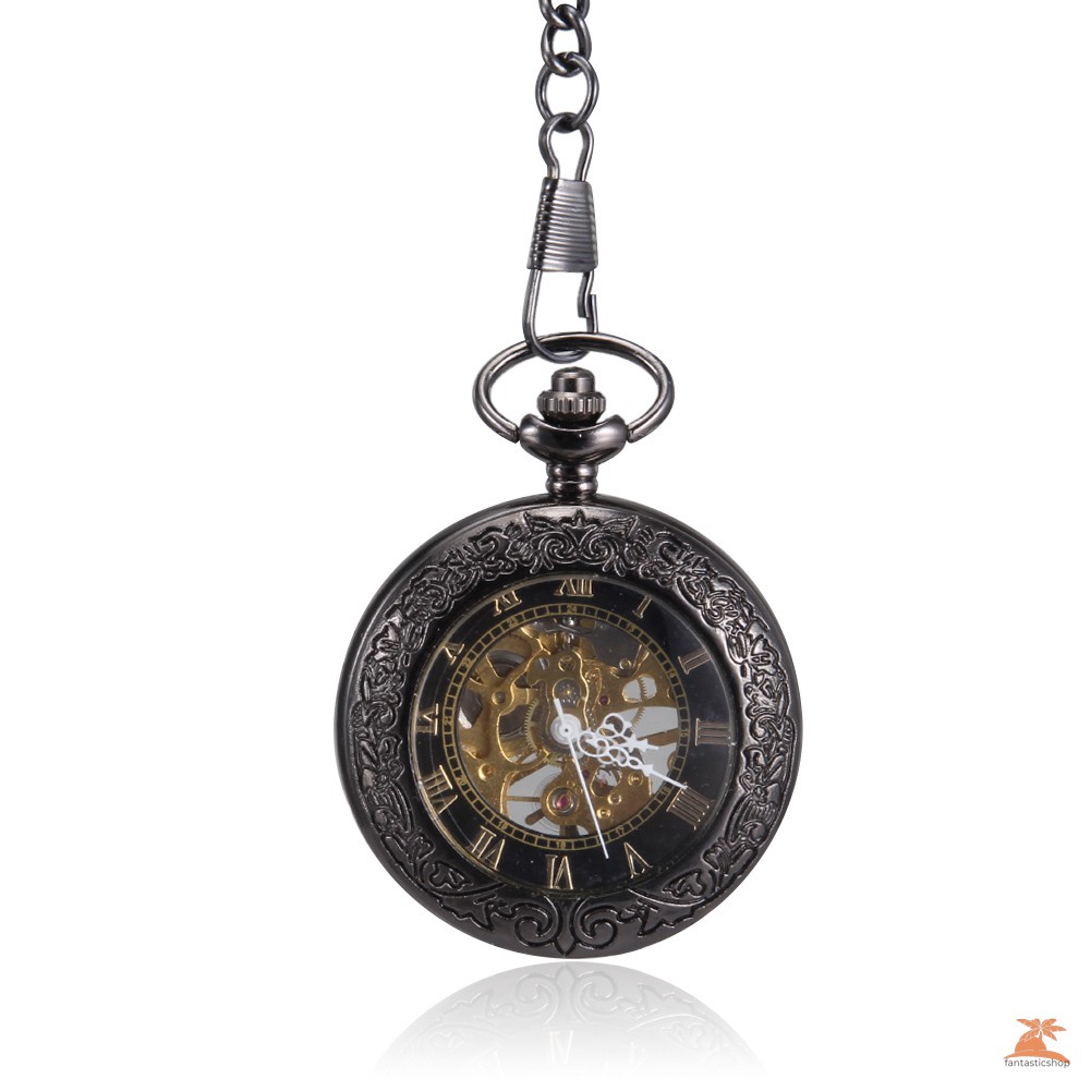 #Đồng hồ bỏ túi# Men Women Quartz Pocket Watch Retro Glass Rome Number Dial with Chain