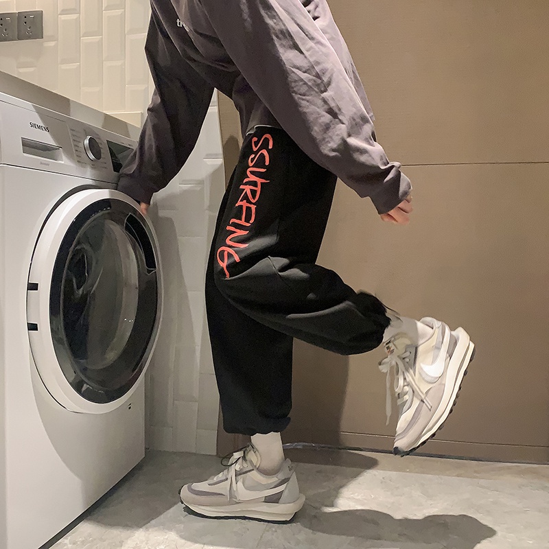 Quần thể thao ống rộng in họa tiết cổ điển thời trang cho nam M-8XL