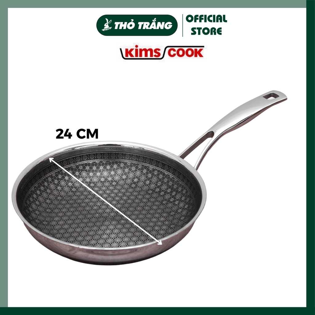Chảo chống dính 2 mặt Noon Song inox 3 lớp đáy từ thương hiệu Kims Cook 20 - 22 - 24 -26 - 28 - 30 - 32cm - Chính Hãng