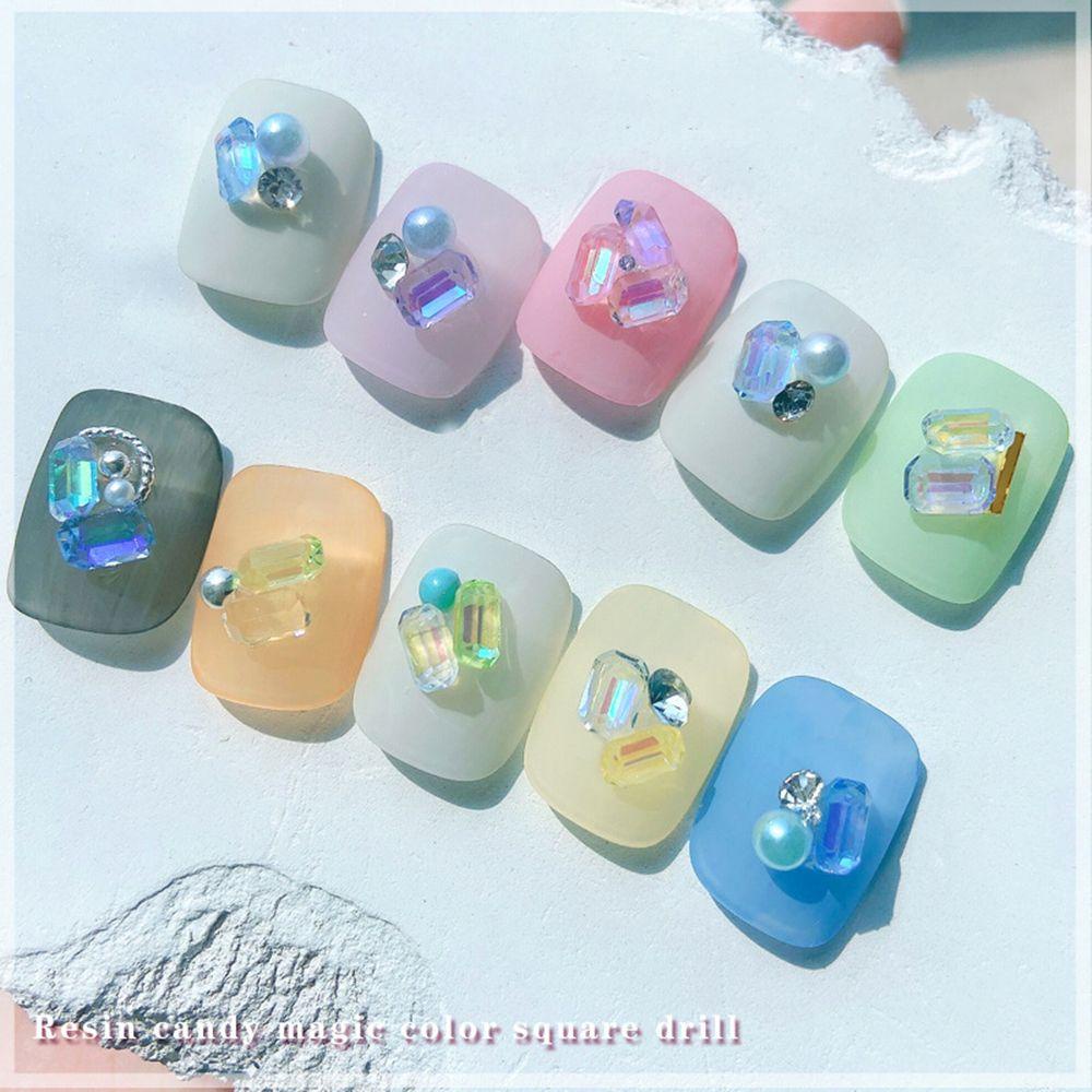 NIUYOU Set 100 Móng Tay Giả Chuyên Dụng|Bông Tai Hình Bát Giác Bằng Nhựa Resin Lấp Lánh Thời Trang|Hạt Ngọc Trang Trí Móng Tay