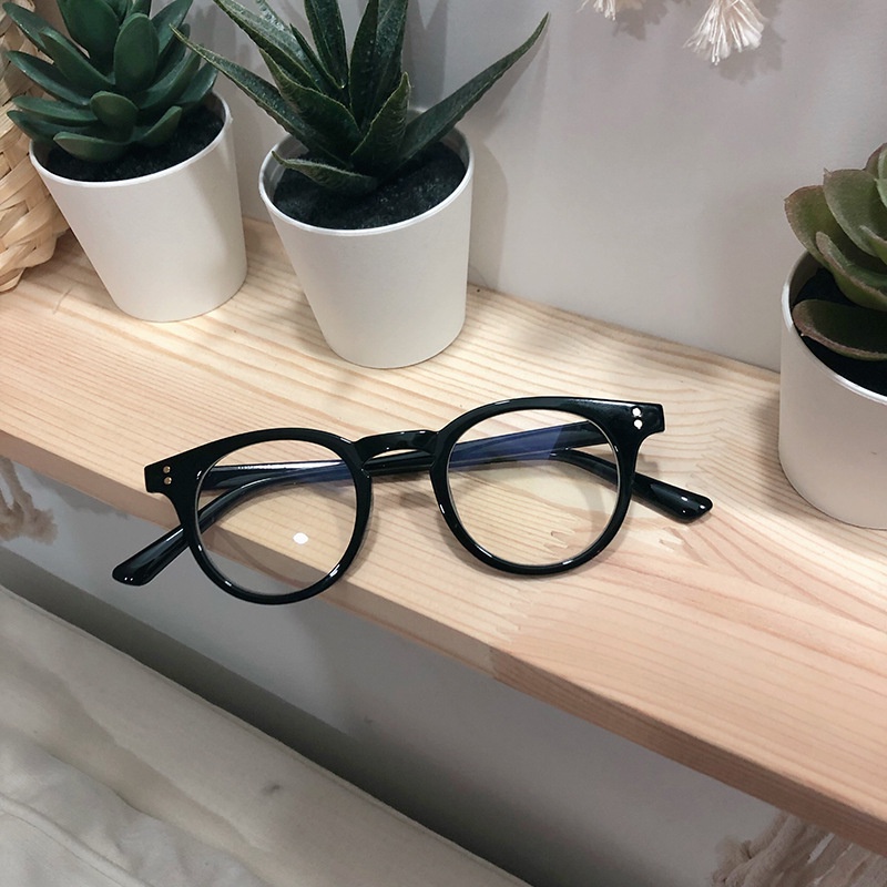 Kính giả cận chữ V mắt kính không độ gọng tròn mắt mèo chống ánh sáng xanh phong cách Ulzzang đẹp hottrend HANASO 027