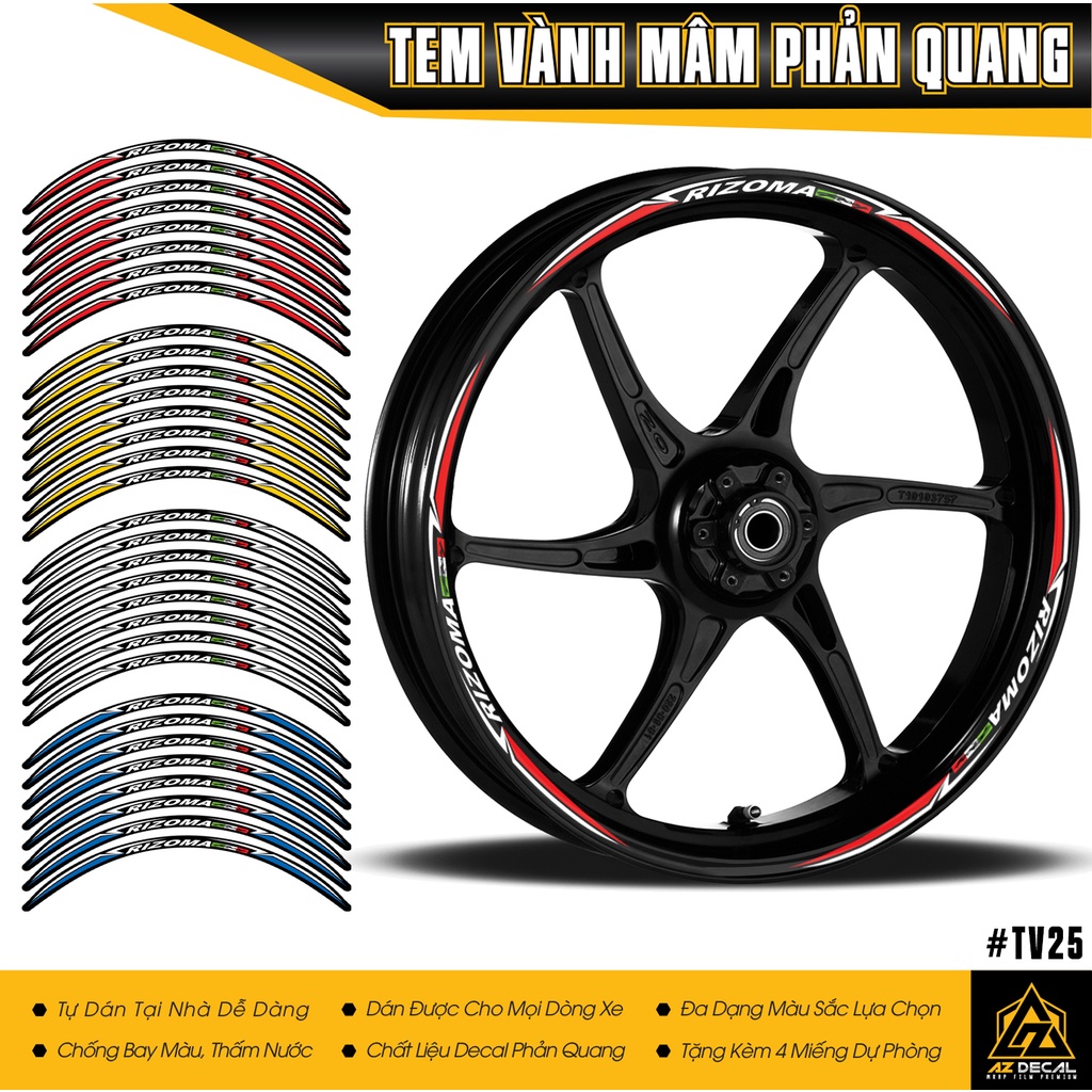 Tem Dán Vành / Mâm Phản Quang Rizoma | TV25 | Decal Dán Xe Máy, Xe Điện, Xe Thể Thao Chống Thấm Nước, Chống Bay Màu