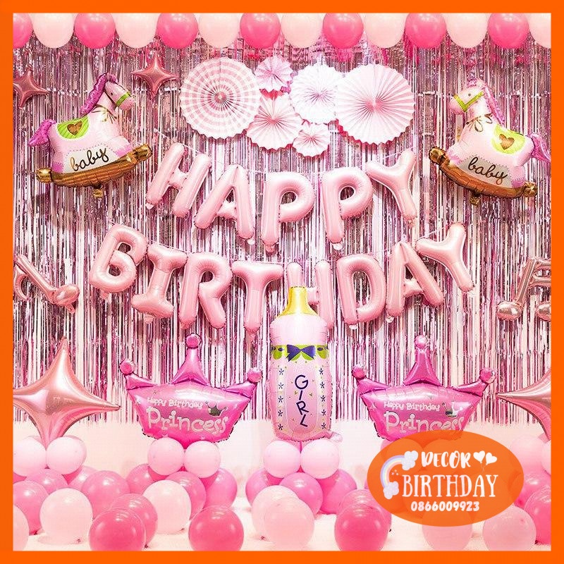 Set Trang Trí Sinh Nhật ️🦄TUỔI NGỰA🦄 Siêu Dễ Thương Cho Bé Gái, Đầy Đủ Như Hình Tặng Kèm Đồ Bơm Băng Dính