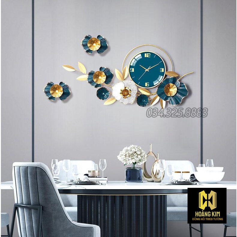 Đồng hồ trang trí Decor đồng hồ treo tường hình cành hoa cách điệu sang trọng size 93x84cm