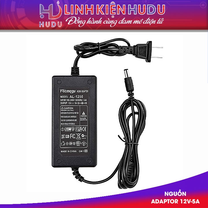Nguồn adapter 12V-5A thiết kế thông minh nhỏ gọn ổn điệp áp cao an toàn thiết bị linh kiện điện tử HuDu