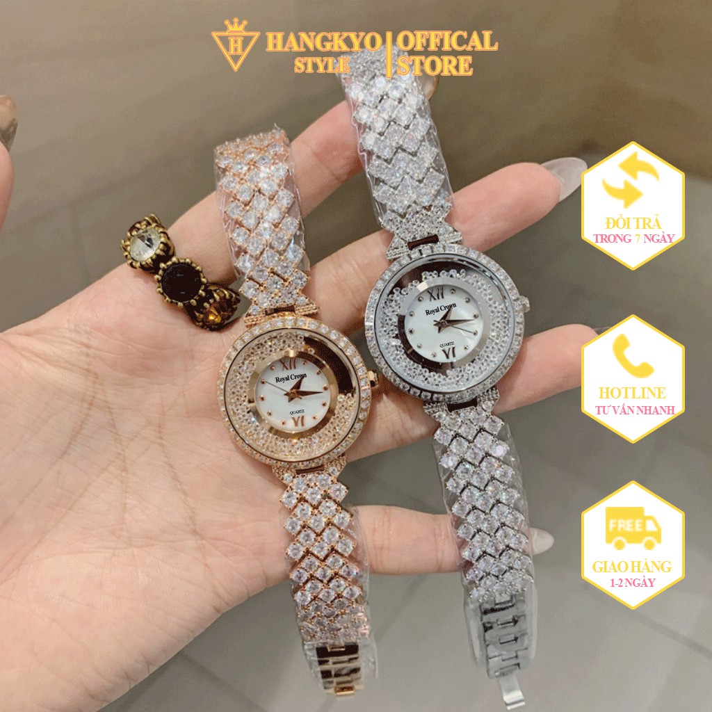 Đồng hồ nữ đẹp Royal crown đính đá siêu đẹp, bảo hành 12 tháng