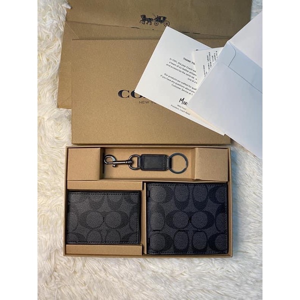 TNS - Ví nam gập cao cấp gift box 3in1 wallet for men-đen chữ sang trọng làm quà tặng các chàng