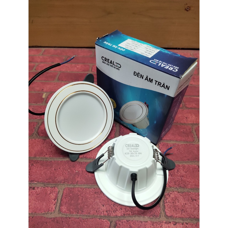 [Chính hãng] Đèn trần thạch cao dạng âm trần 7W 3 màu, 8W 1 màu lỗ khoét từ 80-100mm thương hiệu CREALED, KINDRAY