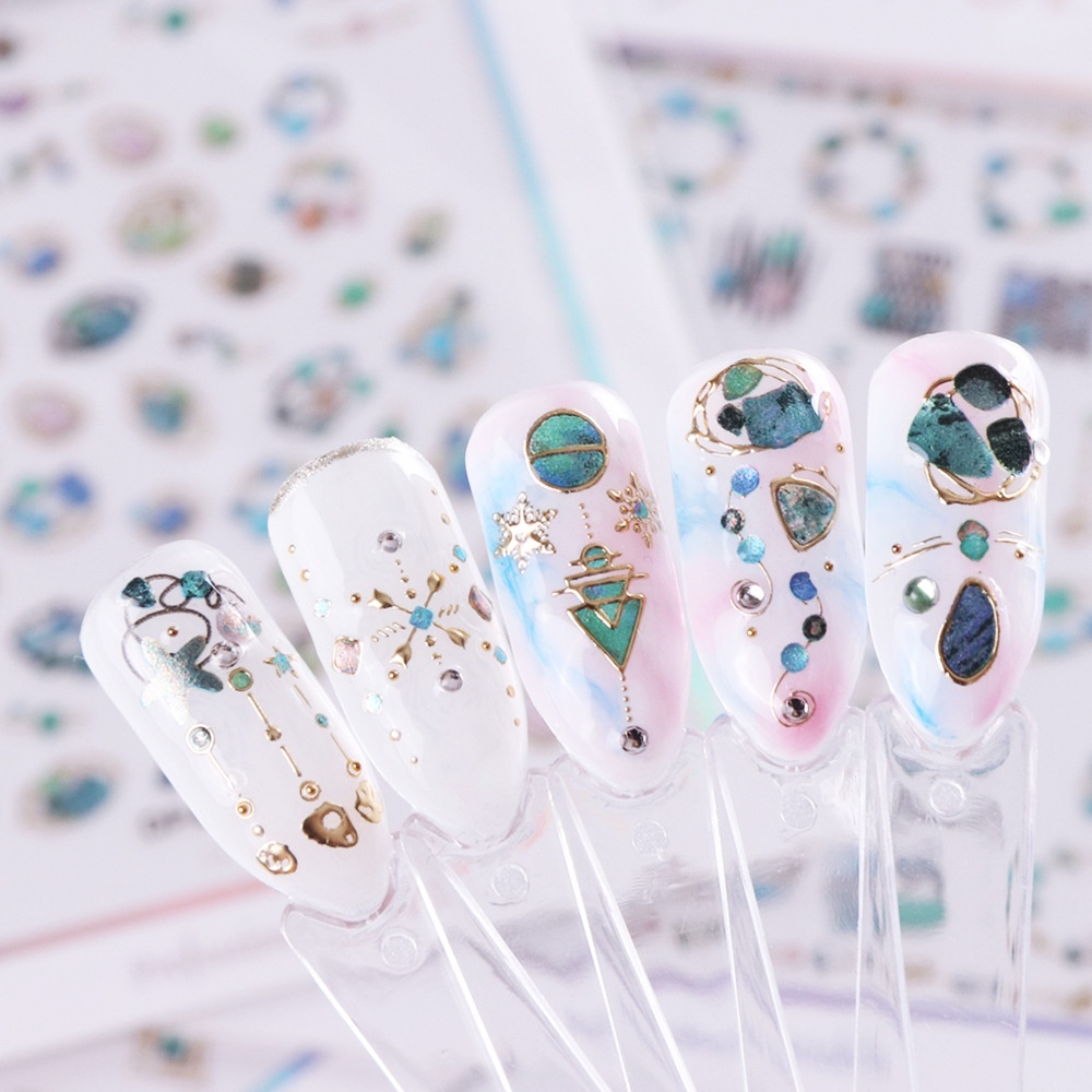 Sticker Kim Loại Dán Trang Trí Móng Tay Phong Cách Nhật Hàn